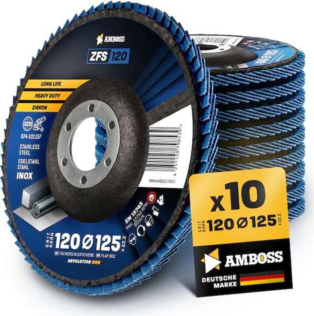 10x Amboss ZFS Fächerschleifscheibe Korn:120 Ø125mm Produktbild 
