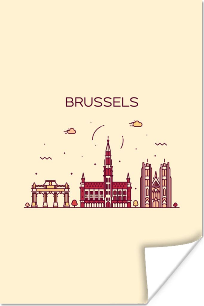 MuchoWow Poster Brüssel - Belgien - Skyline 120x180 cm - Kunstposter