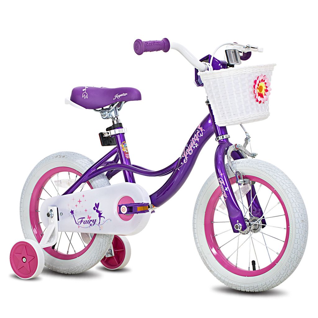 JOYSTAR Kinderfahrrad für Kleinkinder und Kinder im Alter von 2-8 Jahren Mädchen, 16 Zoll Kinderfahrrad mit Stützrädern mit Handbremse und Korb