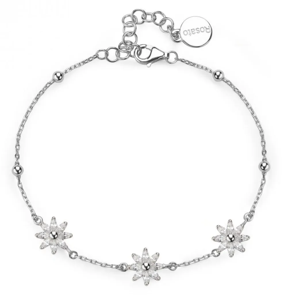 Bracelet fleurs en argent Gaia RZGA67 : finition polie et design fin