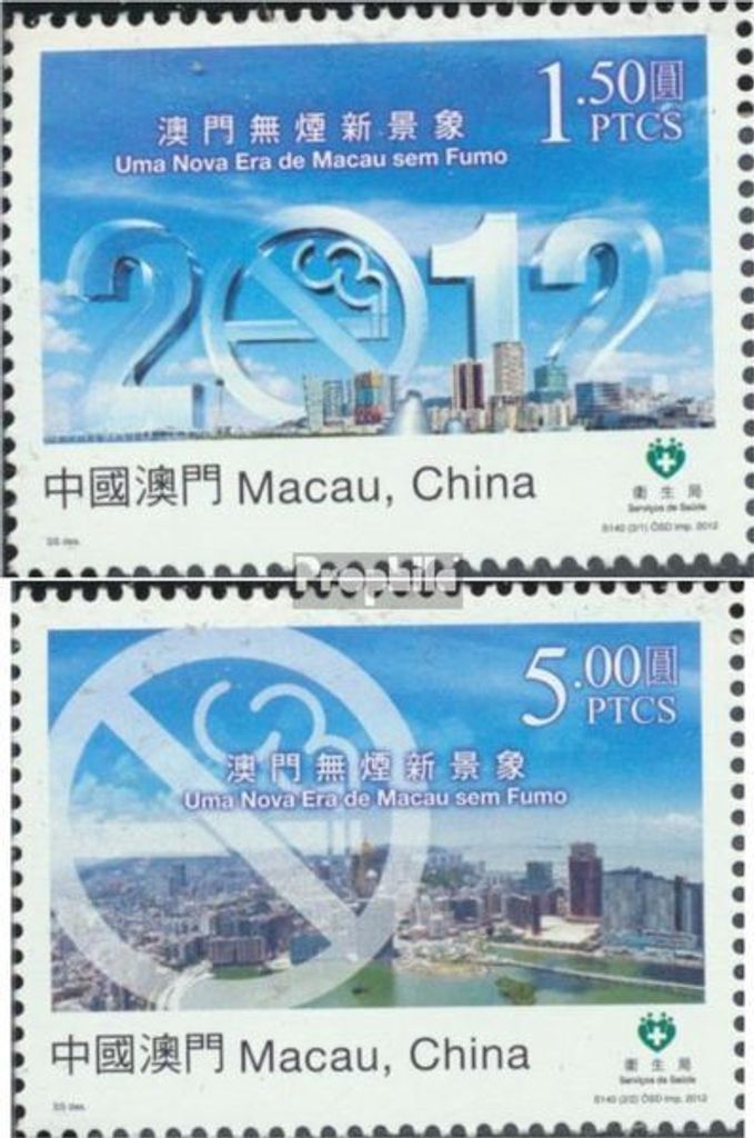 Briefmarken Macau 2012 Mi 1777-1778 (kompl.Ausg.) postfrisch Rauchfreies Macau