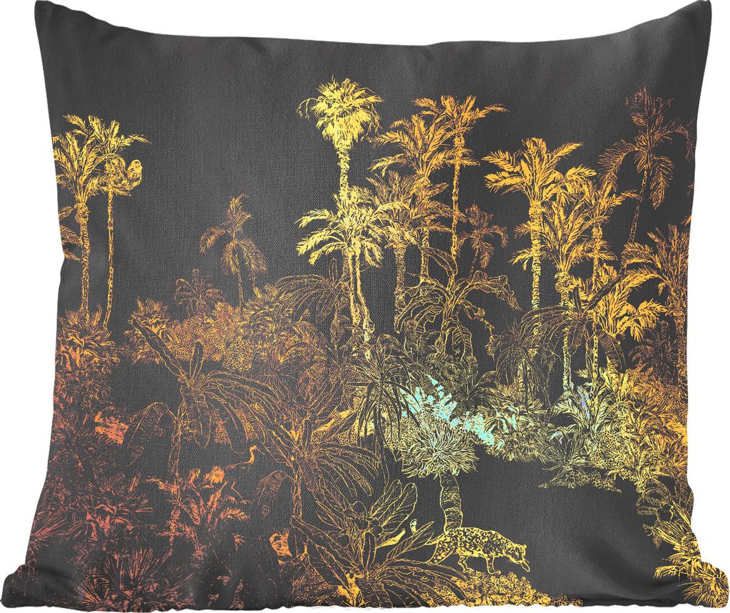 MuchoWow Zierkissen Sofakissen Wohnzimmer Dekokissen 40x40 cm Dschungel - Gold - Bäume - Foto Kissen - Schlafzimmer Dekoration