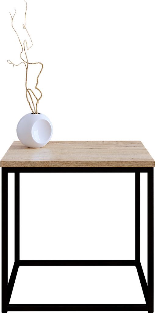 MIRJAN24 Cubo S, Stilvoll Kaffeetisch, Design Tisch, Wohnzimmer, Loft Stil (Farbe: Schwarz Matt / Eichenimitation)