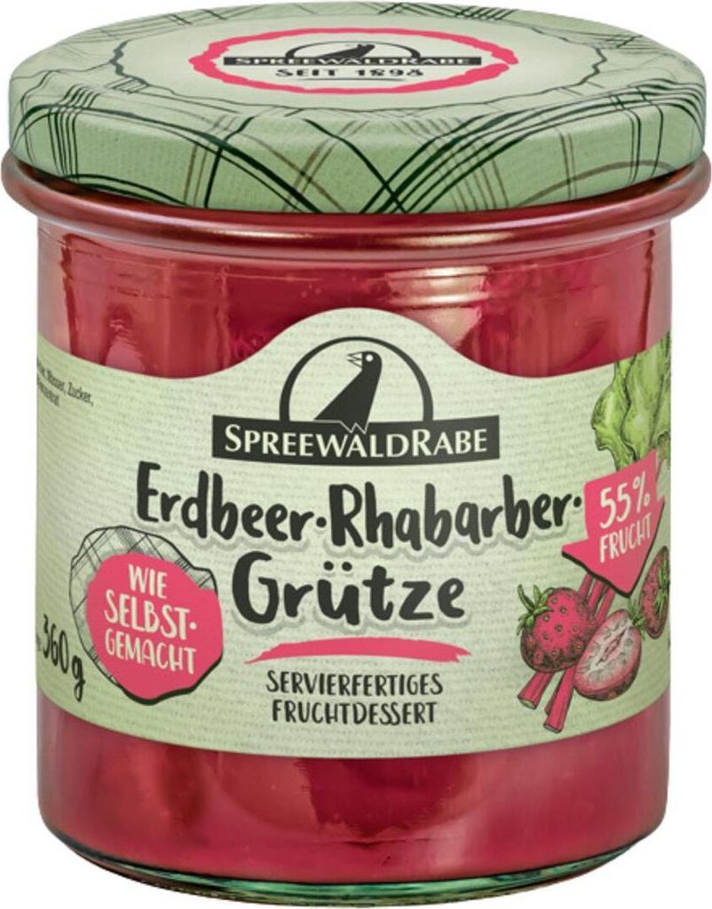 Erdbeer-Rhabarber-Grütze von Spreewald-Rabe (360 g) Produktbild 