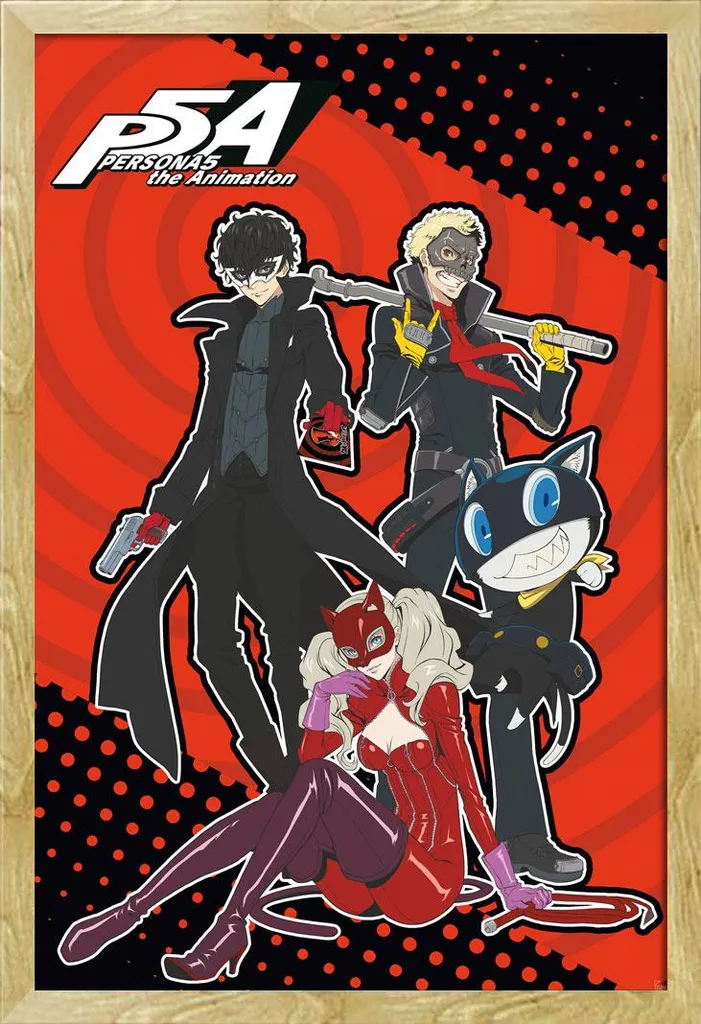 Poster Persona 5 Voleurs Fantômes avec Cadre Shinsuke Maxi MDF Hêtre