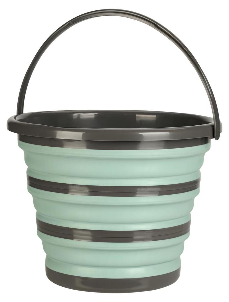 Faltbarer Eimer, grun/grau – 10 Liter – Camping-Eimer – Produktbild 