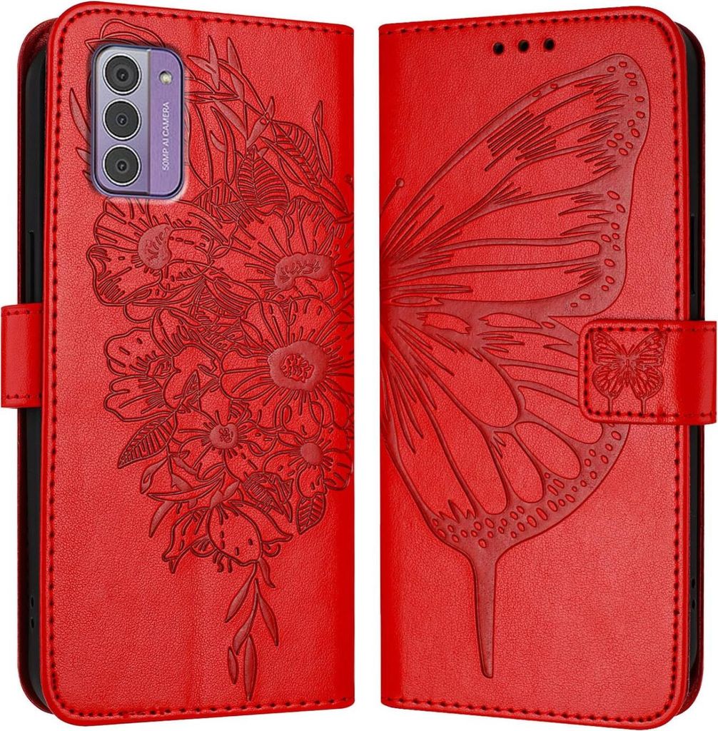 Mobigear Butterfly Nokia G42 Hülle Klapphülle Geldbörse - Rot