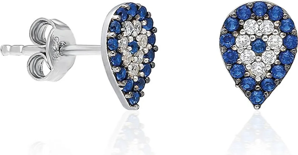 Boucles d'oreilles œil bleu Nazar en argent 925 pour cadeau femme idéal