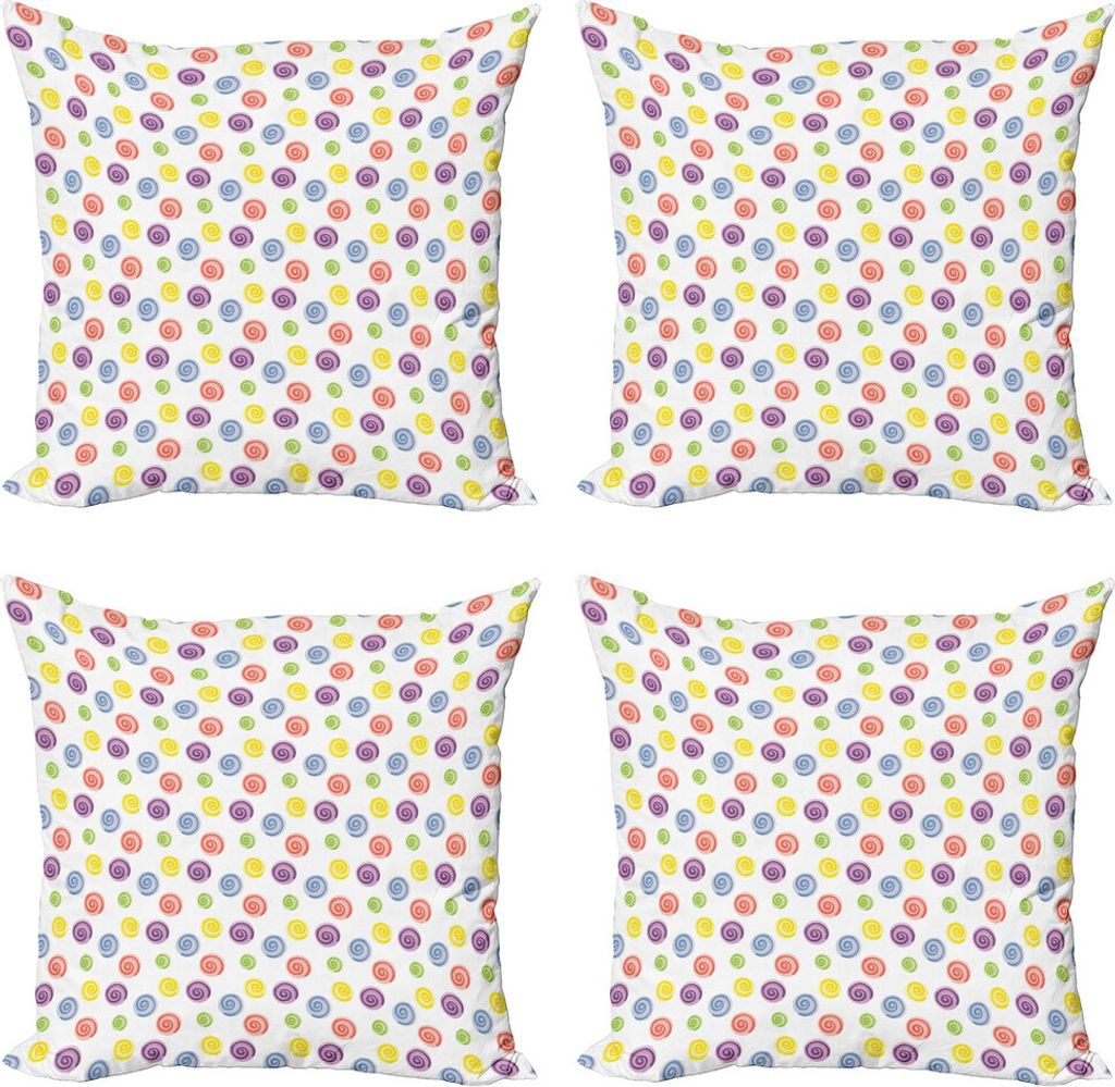 ABAKUHAUS Bunt Kissenbezug Set (4 Stück), Repeating Scroll Blick, Moderner Doppelseitiger Digitaldruck, 40 cm x 40 cm, Mehrfarbig