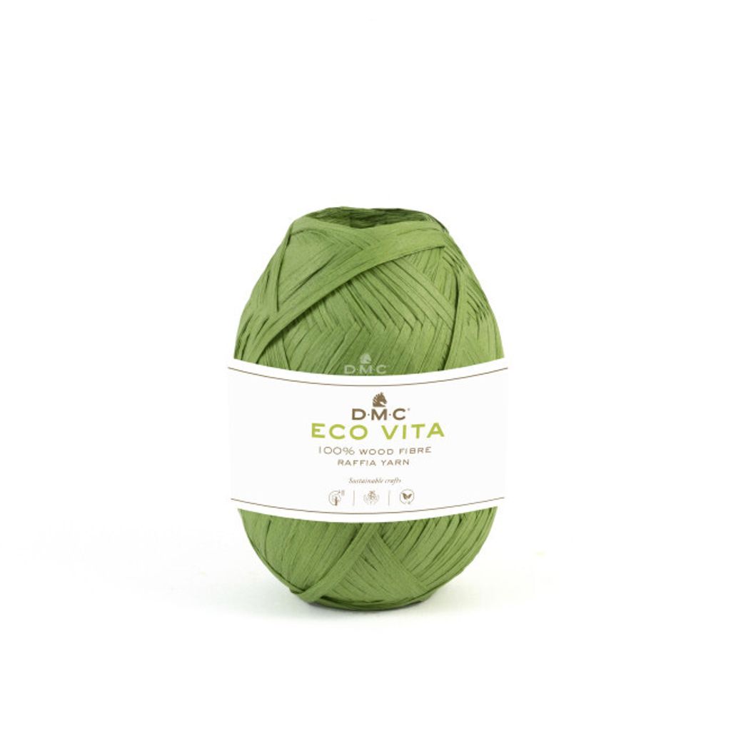 DMC Eco Vita Raffia, 100 % Holzfasern(Bast) z. Häkeln/Stricken,50g/100m,Handwäsche 08 grün