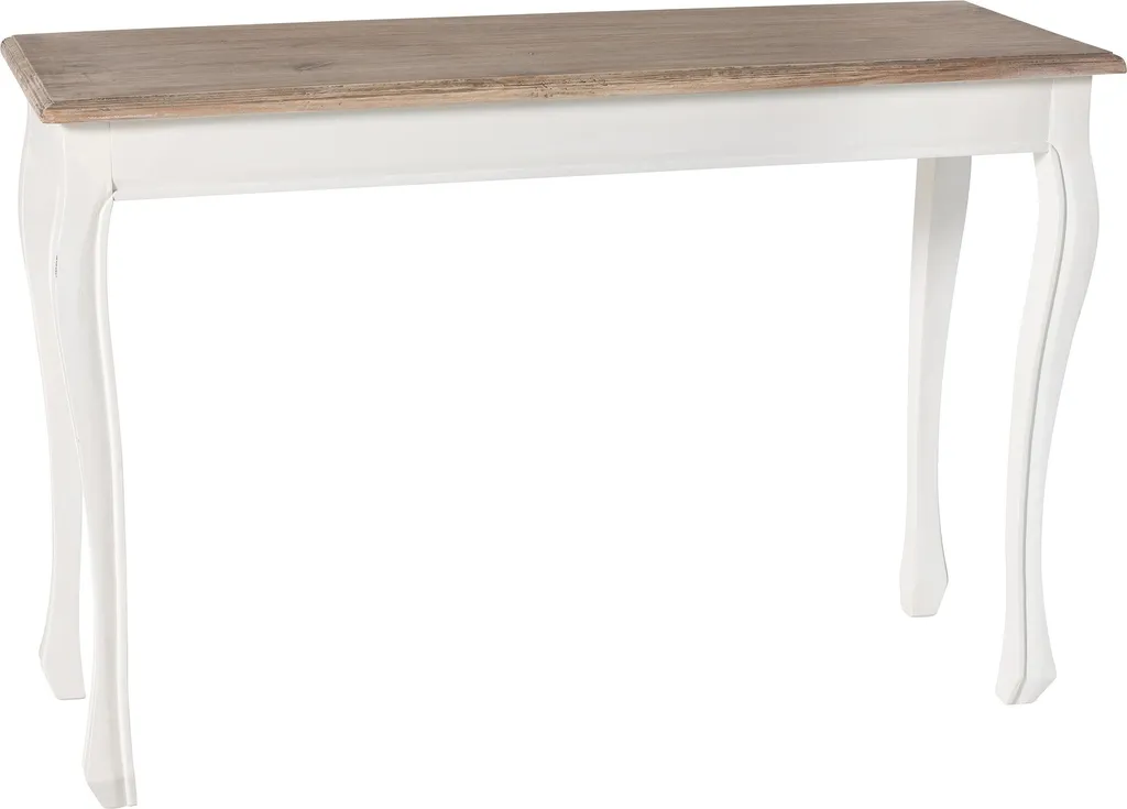 Console plateau bois massif CLP Balto, meuble de qualité bois/blanc