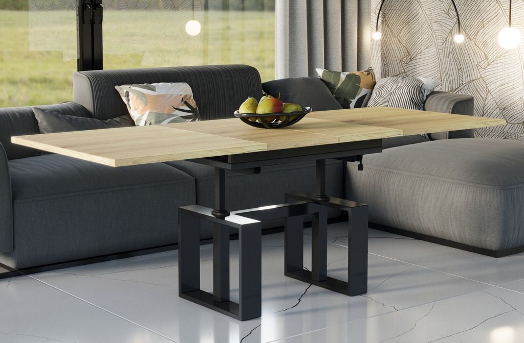Endo-Möbel Couchtisch Empoli 110 bis 170 cm Wohnzimmertisch Synchronauszug (Natur Eiche)