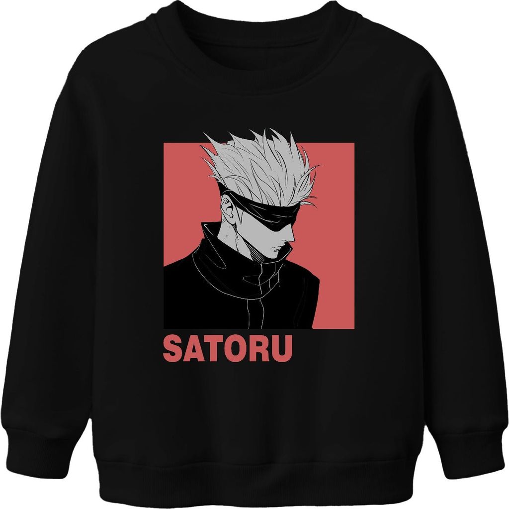 SATORU GOJO Jujutsu Kaisen Anime Ästhetik Fan Geschenk Augenbinde Uni Kinder Sweatshirt Pullover, Schwarz, 104