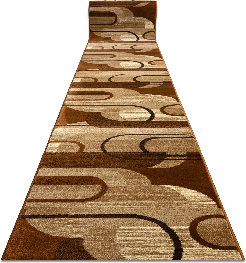 Tapis de passage Royal HE405 géométrique marron et crème 70x160 cm