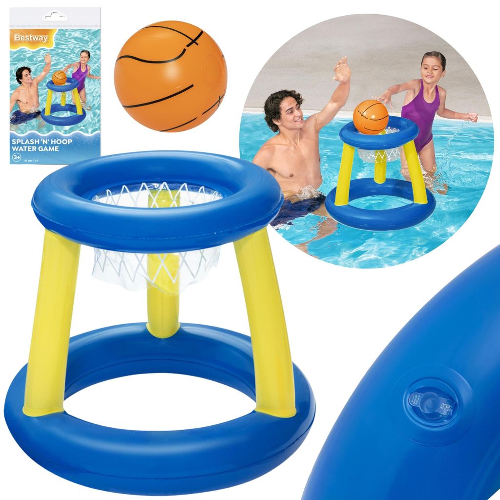 Wasserspielset für Kinder, aufblasbarer Basketballkorb, 61 cm, inkl. Ball