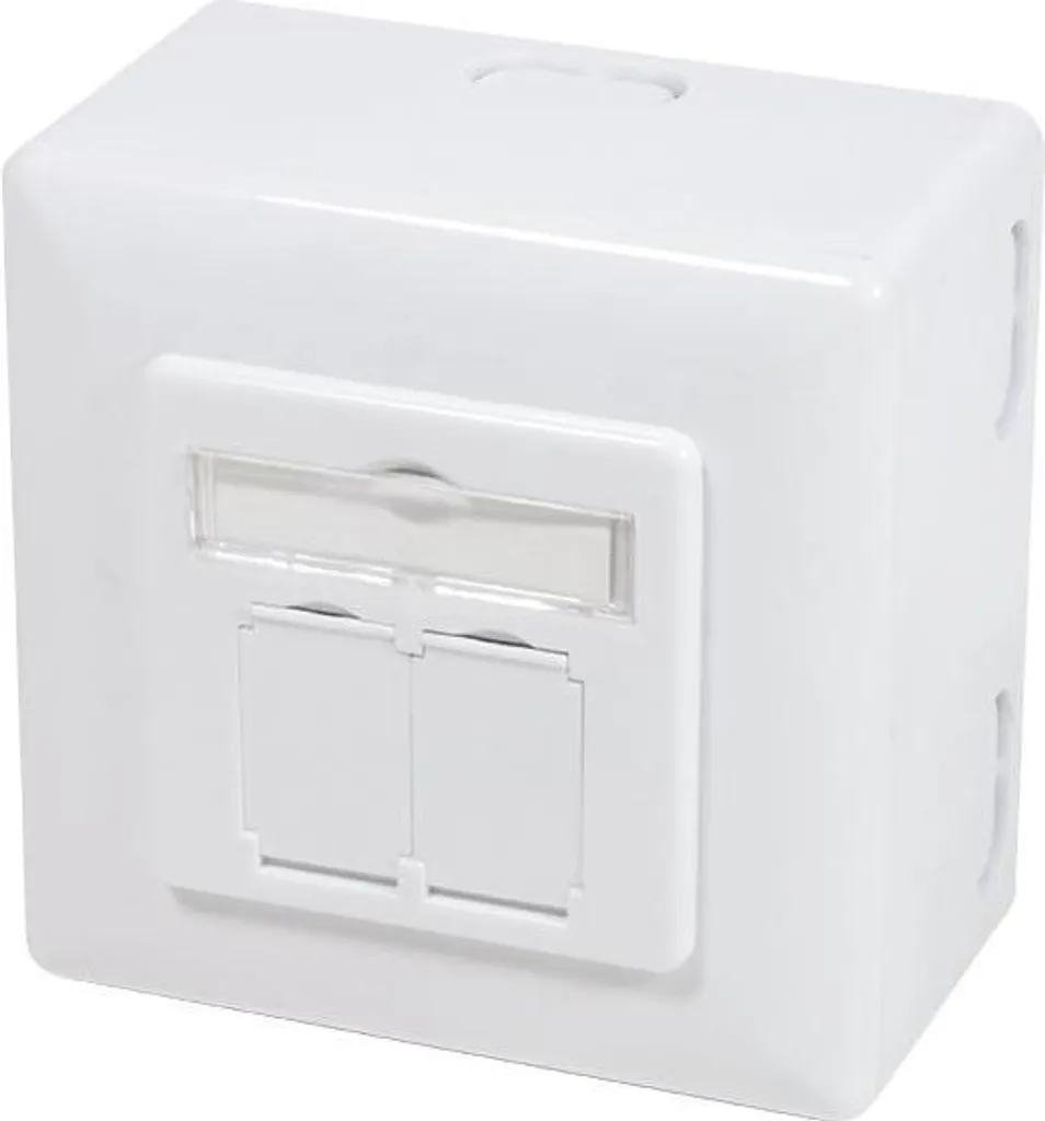 Boîtier Apparent Cat. 6 Classe E Blindé 2 x RJ45 Blanc - Format 80x80mm