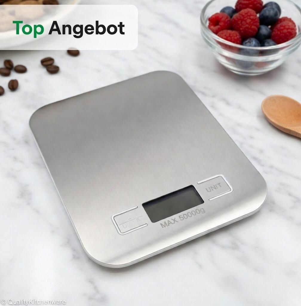 Küchenwaage aus Edelstahl Silber 1g bis 5000g Digital mit Display