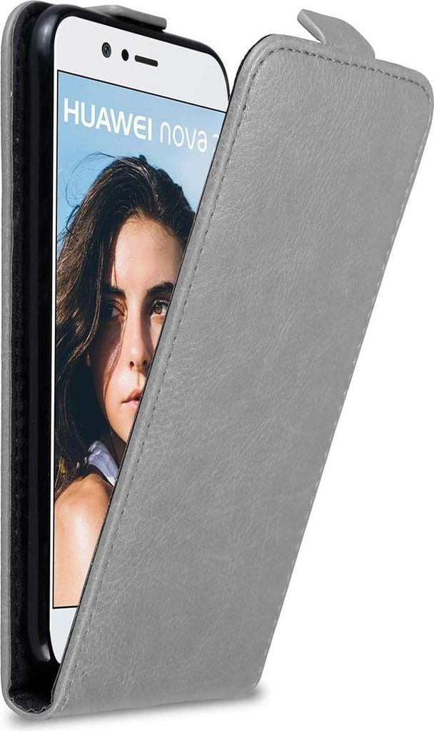 Cadorabo Hülle für Huawei NOVA 2 Schutz Hülle in Grau Flip Etui Handyhülle Case Cover