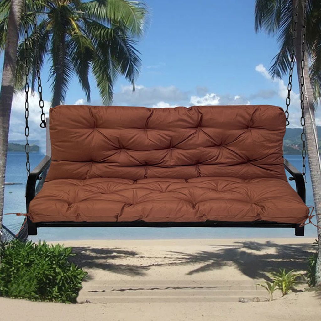 Wasserdicht Bankauflage Sitzkissen & Rückenkissen Polster Auflage für Sitzbank Gartenbank Gartenmöbel Hollywoodschaukeln, 120x100x10cm,Dunkelbraun