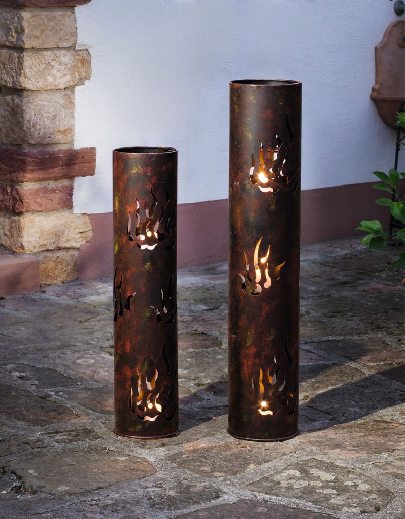 Windlichtsäule "Flammen", 2er Set, Lampe, Leuchte Produktbild 