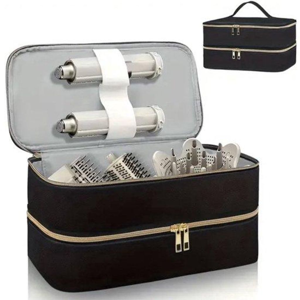 Ultiluxe Föhnbürste Aufbewahrungstasche - Schwarz/Gold - Kompatibel mit Dyson - Styling Werkzeuge Aufbewahrung
