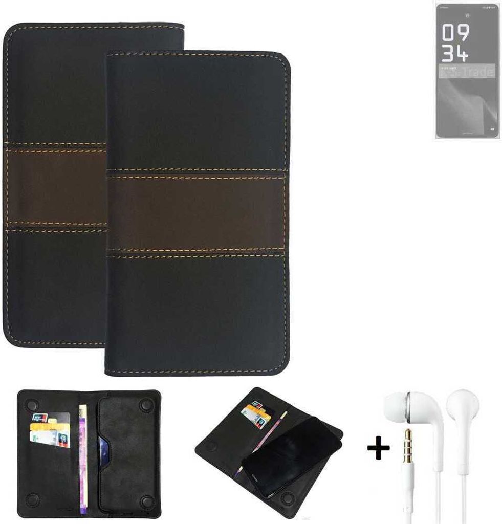 K-S-Trade Handyhülle + Kopfhörer kompatibel mit Leica Leitz Phone 2 Schutzhülle Walletcase Bookstyle Tasche Schutz Case Hülle Wallet Cover