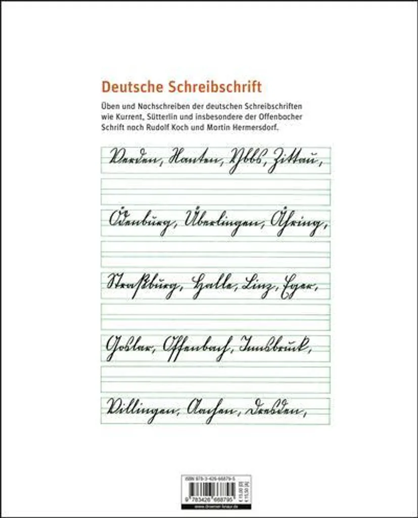 Deutsche Schreibschrift Übungsbuch pour apprendre l'écriture cursive