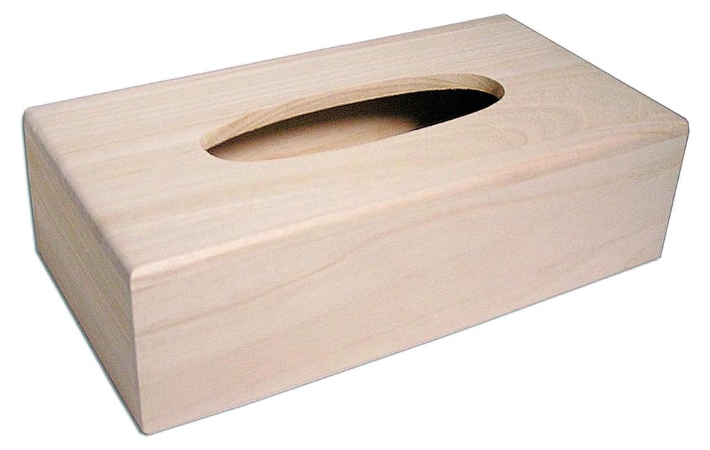 Taschentuchbox aus Balsaholz mit Deckel 25 x 12 x 7 cm