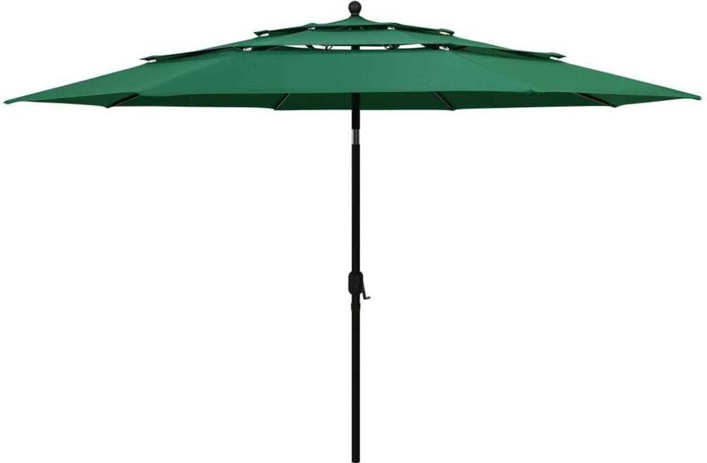 The Living Store Sonnenschirm mit Aluminium-Mast 3-lagig Grün 3,5 m