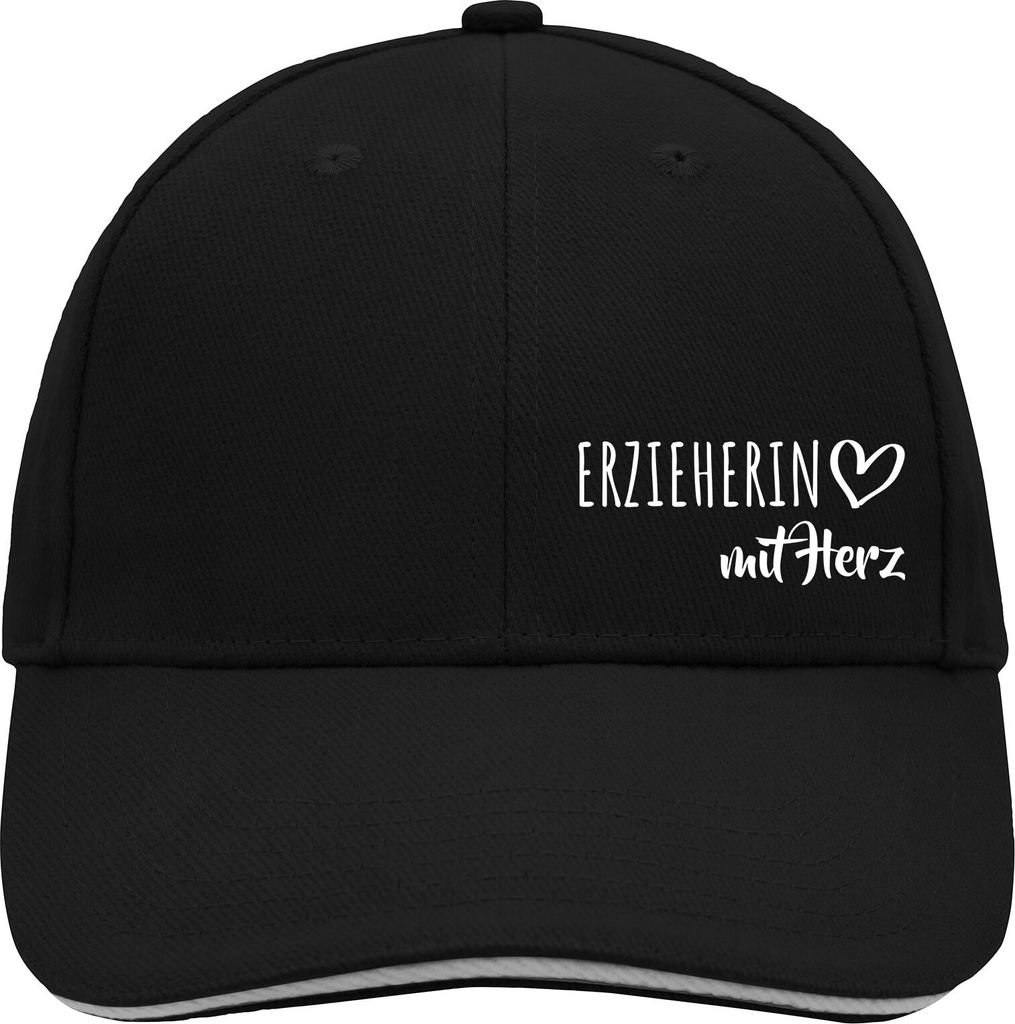 Huuraa Cappy Mütze Erzieherin mit Herz Geschenk Black/Light Grey Erzieherin Präsent