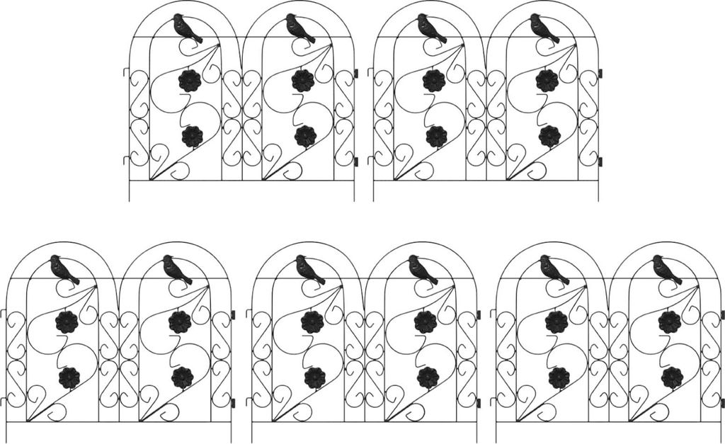 Gartenzaun 5 pcs Schwarz Stahl