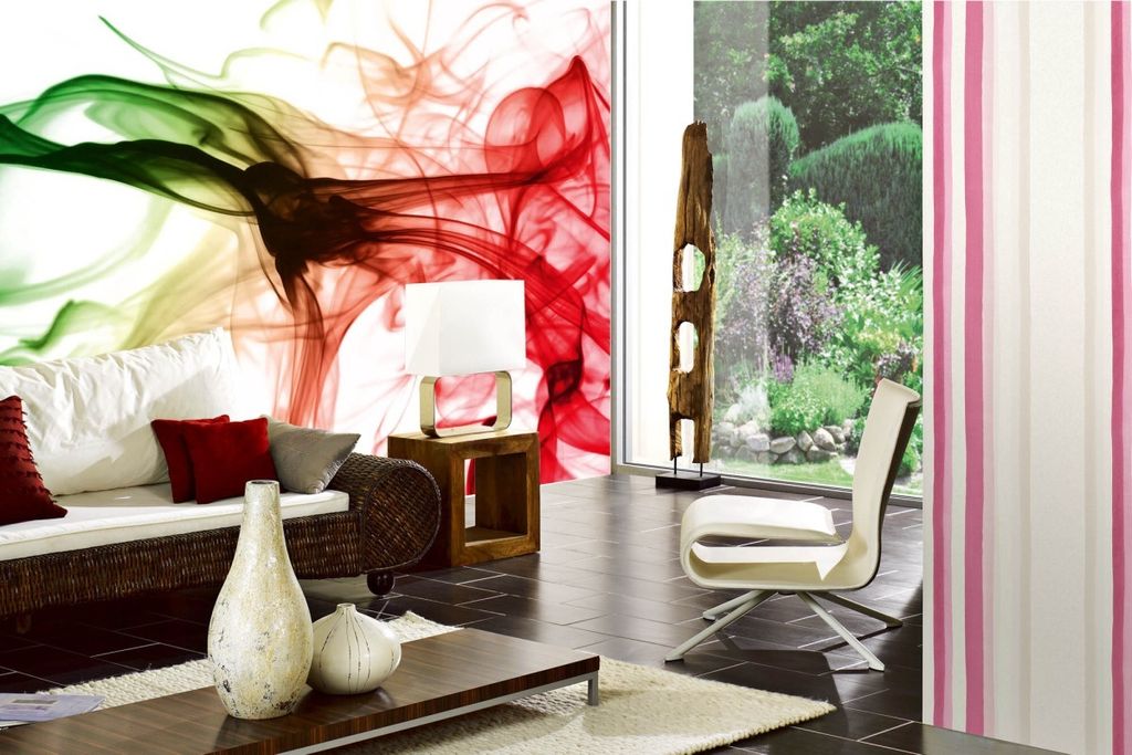 Vlies Fototapete FARBIGER RAUCH AUF WEIßEM HINTERGRUND 375 x 250 cm (inkl. Kleister) - Vlies Tapete, Wandtapete, Wandbilder - Tapete für Wohnzimm...