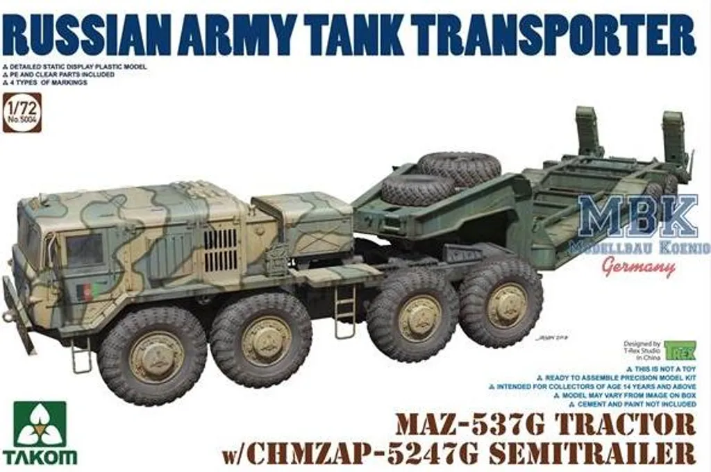 Takom 5013 MAZ-537G 1:72 Ensemble de Transport Lourd avec Détails Photo