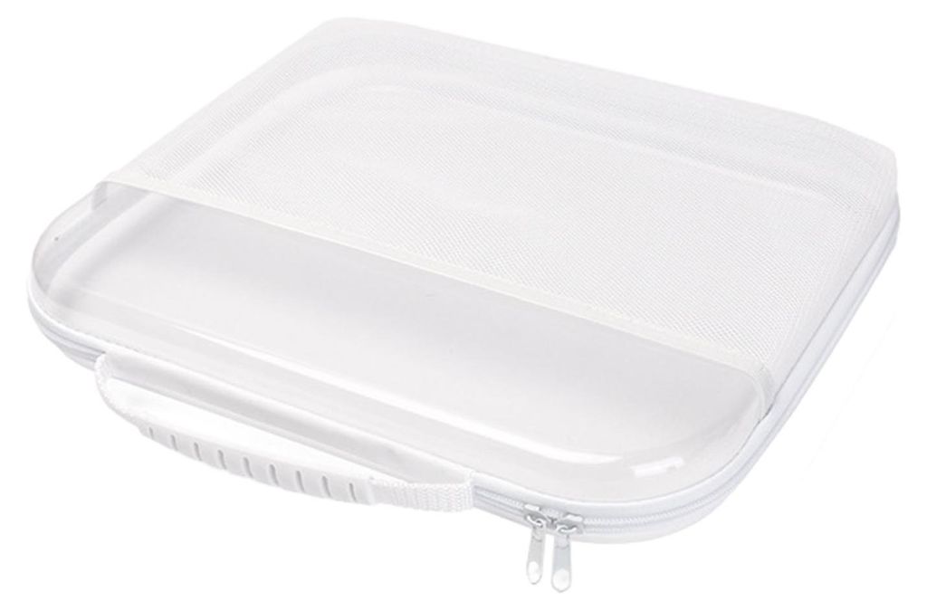 Transparente, wasserdichte Hartschalen-Kulturtasche mit Netzfach, Tragegriff und getrennten Fächern für trockene und nasse Kosmetikartikel, Toile...