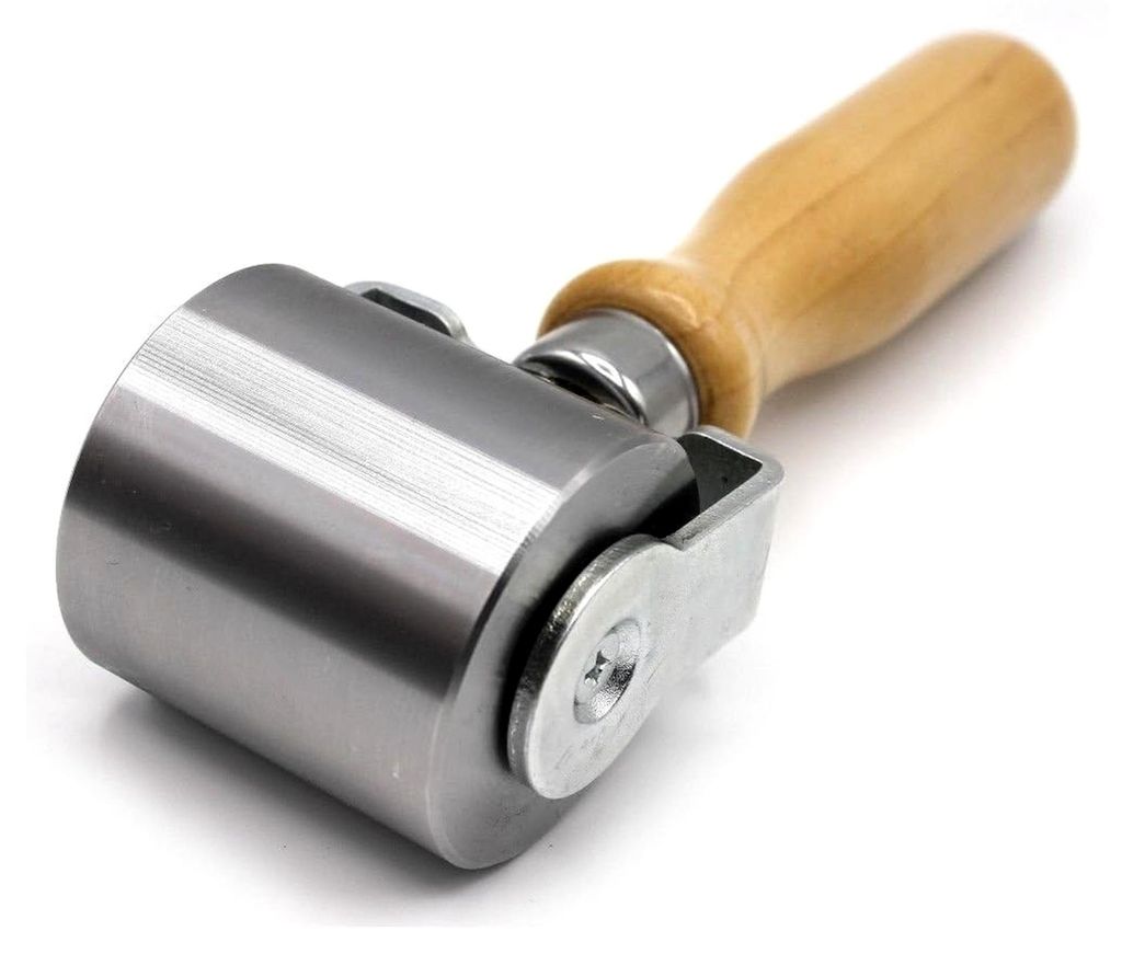 Andrückrolle 50mm Metall mit Naturholzgriff
