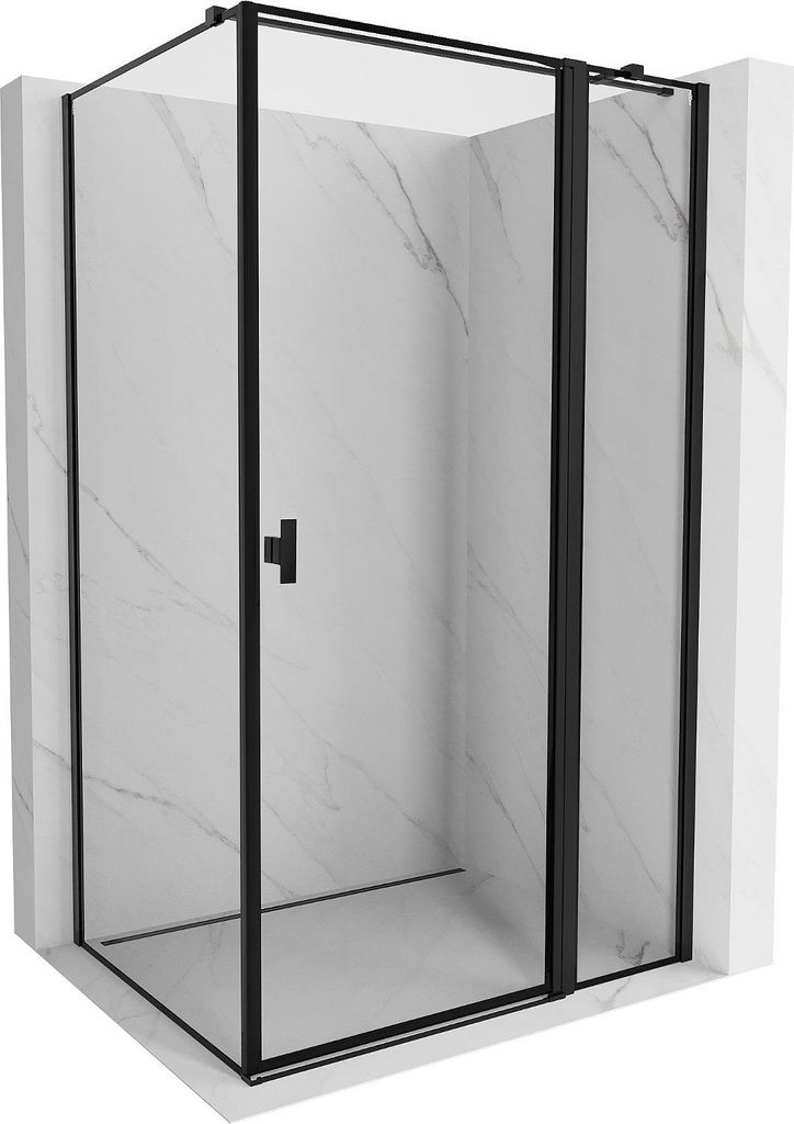 Mexen Mist T Duschkabine schwenkbar rechts 80 x 100 cm, schwarzer Rahmen, schwarz - 8A4T-080-100-70-70-P