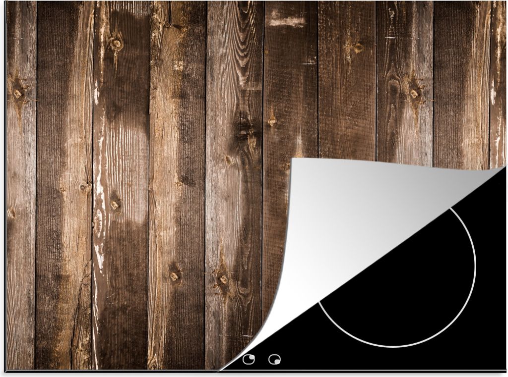 KitchenYeah Herdabdeckplatte Regale - Holz , 59x52cm, Küche Deko, Glaskeramikfeld Herdabdeckung, Abdeckplatte fùr Kochfeld