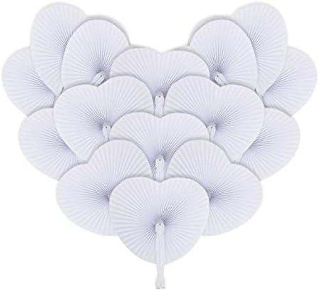 Fächer Hochzeit 60 Stück Handfächer Weiß Hochzeitsfächer Produktbild 