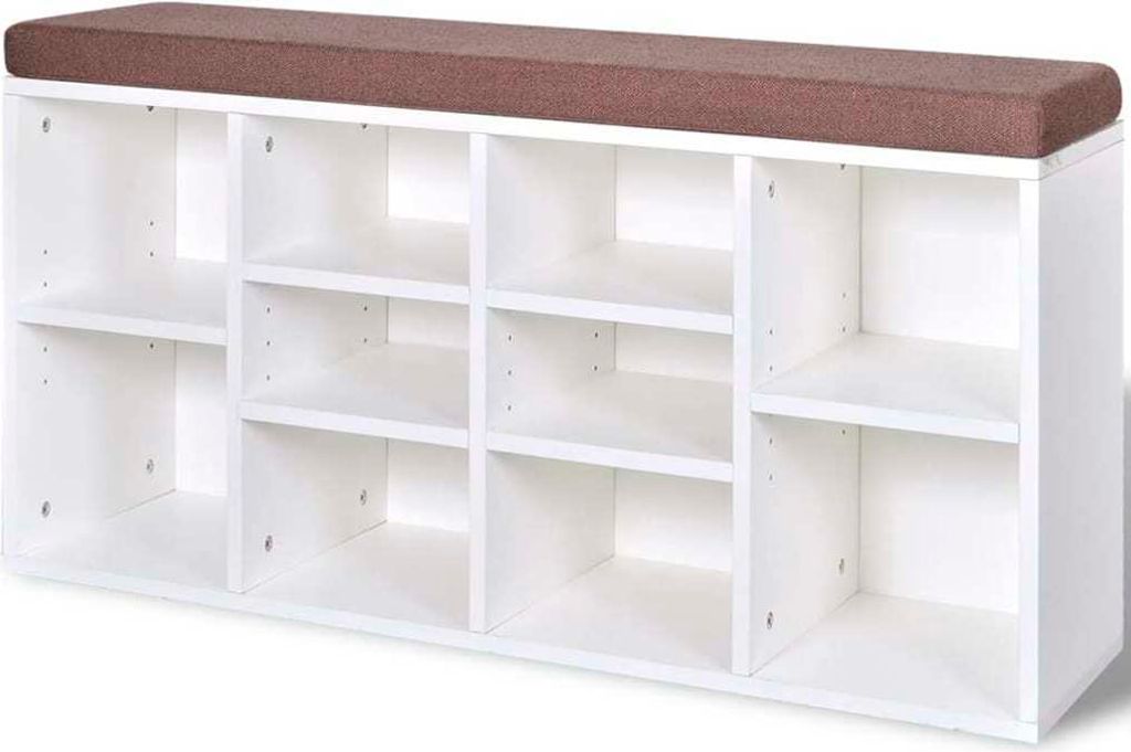 Schuhschrank Schuhbank Sitzbank 10 Fächer weiß