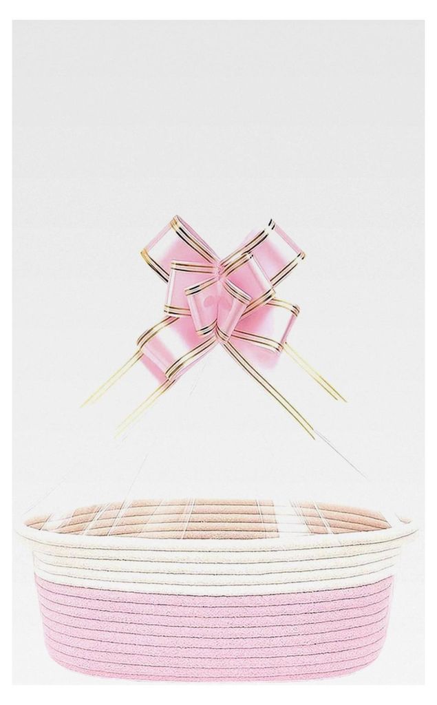 Geschenkkorb aus Baumwolle, Aufbewahrungskorb mit 1 Geschenktüte und Bändern - Geflochtener Korb für Geschenke zu Geburtstag, Hochzeit, Babypart...