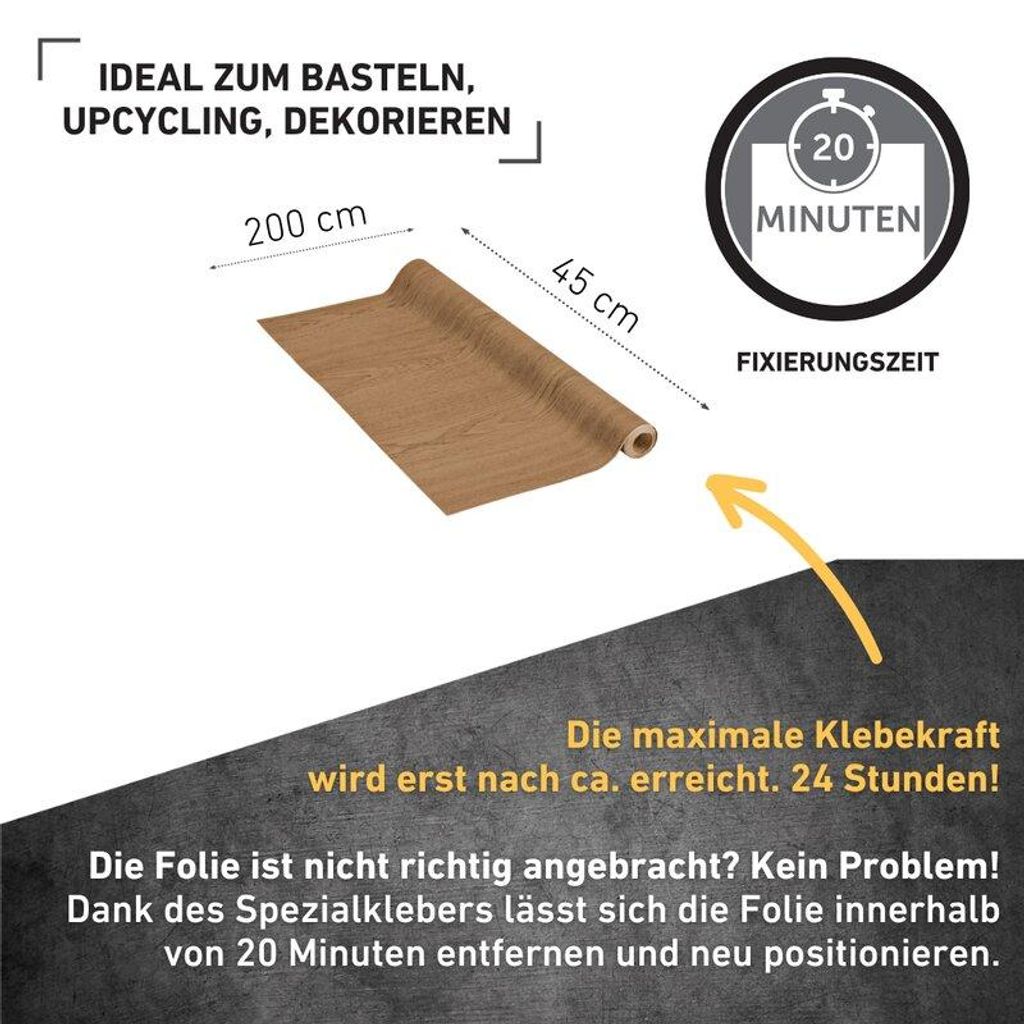 Perfect Fix® Klebefolie Eiche mittel - 90x210cm Produktbild 
