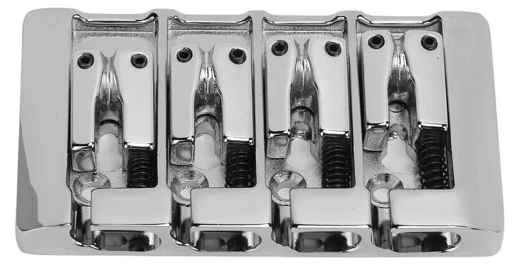 Chevalet Basse 4 Cordes Métal Robuste avec Pontets Réglables Argenté
