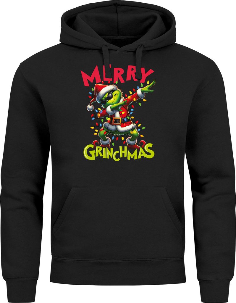 Hoodie Herren Weihnachten Merry Grinchmas Grinch Spruch Lustig Kapuzen-Pullover Männer Moonworks