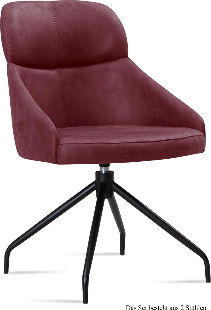 Esszimmerstuhl drehbar (2er-Set) Dorian 52x82x63 Schwarz/Marsala