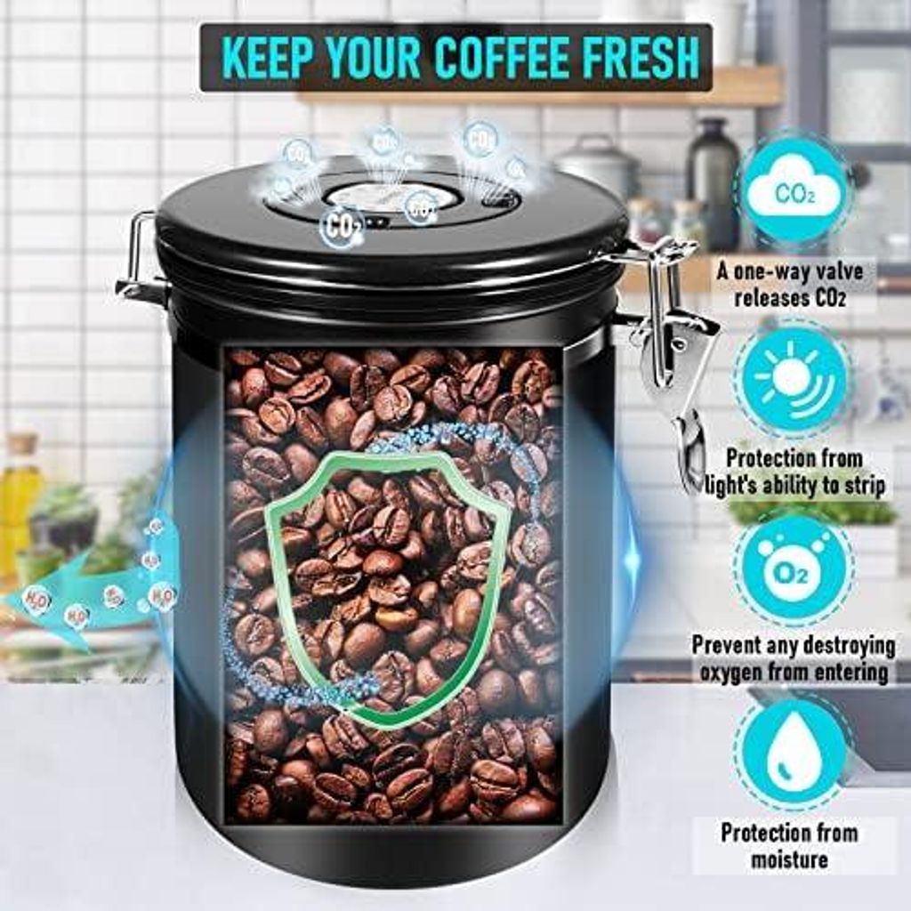 Kaffeedosen Luftdicht 1kg Bohnen, 2800ML Kaffeebohnen