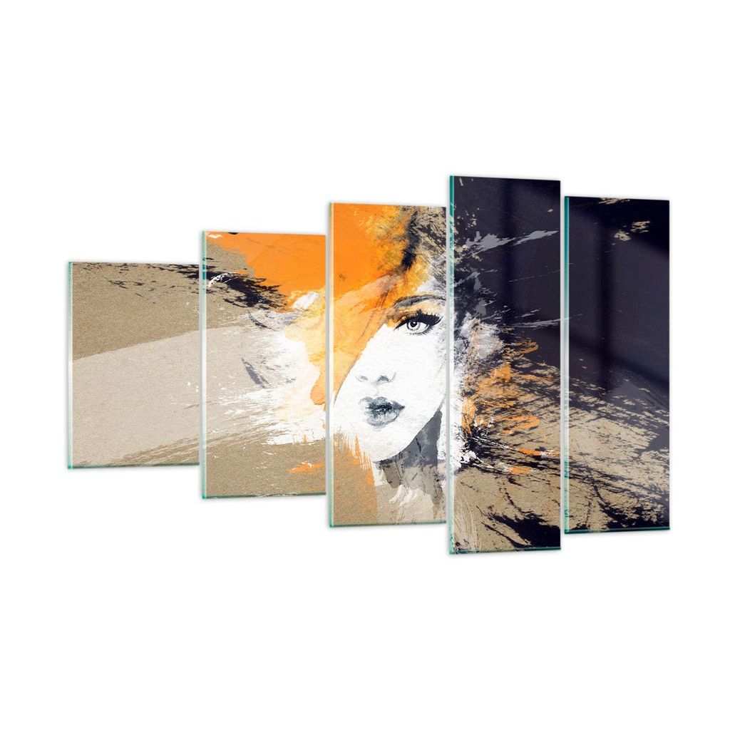 Bilder auf glas - Abstraktion Frau - 100x60cm - Glasbilder - Wandbilder - Kunstdruck - zum Aufhängen bereit - Wanddekoration aus Glas - Glas Bilde...