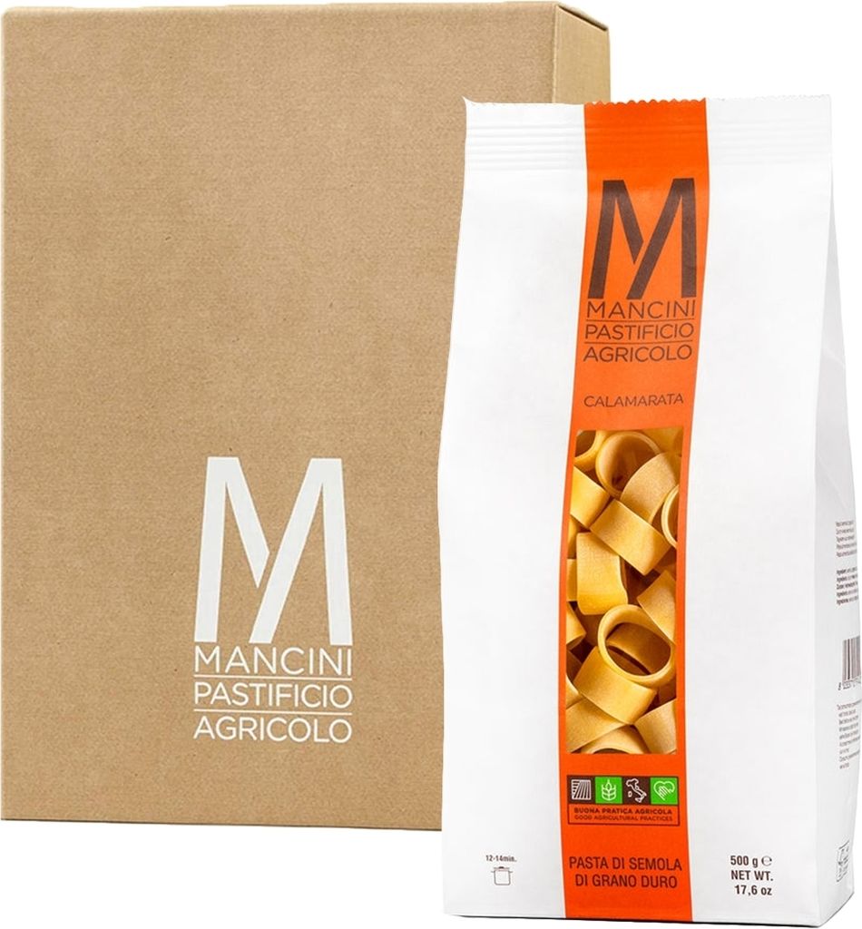 Mancini Pastificio Agricolo - Calamarata - Italienische handwerkliche Nudeln - 12 x 500 g
