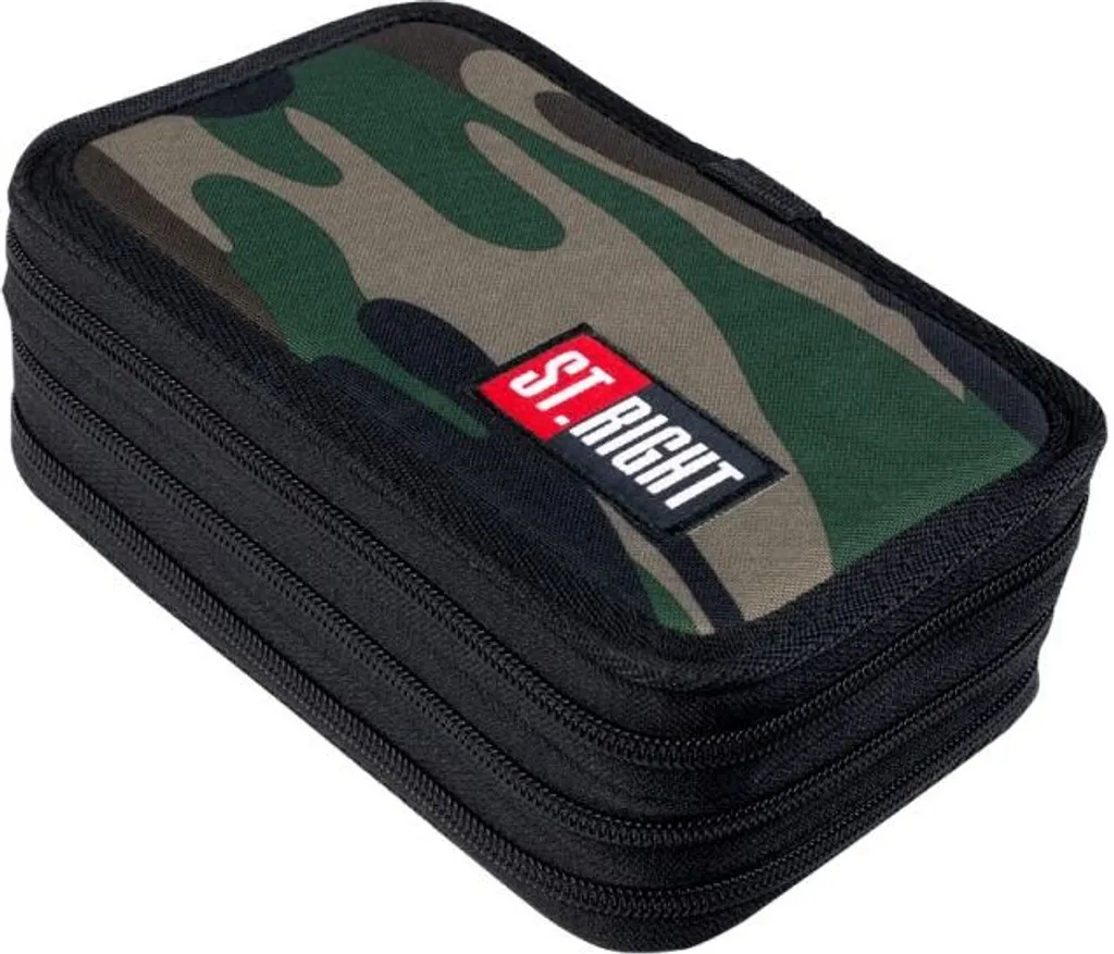 Astuccio Scuola St.Right Moro Triplo Scomparto Pieno 46 Accessori