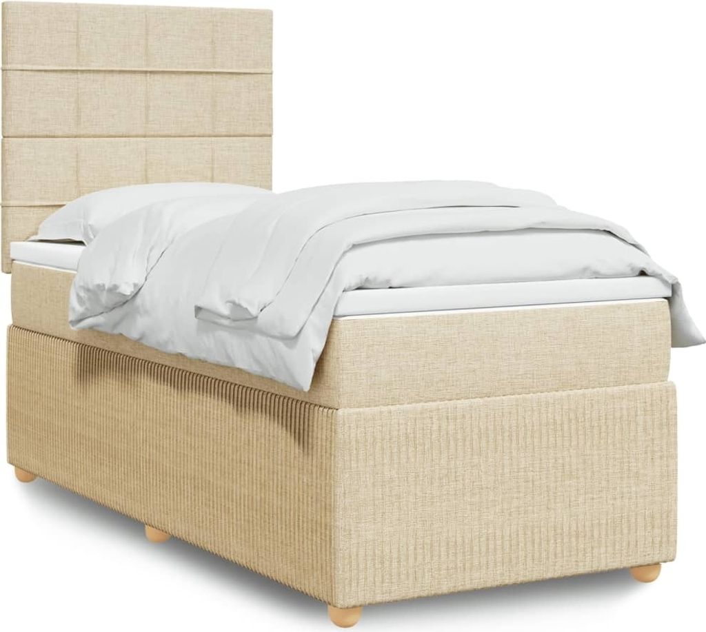 "2026 Promotion" Boxspringbett mit Matratze - Creme 80x200 cm - Stoff - Polsterbett CC15666