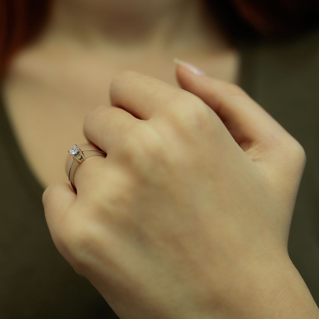 0,23 Carat Diamant Solitär Ring Meisterwerk 14 Karat Weißgold
